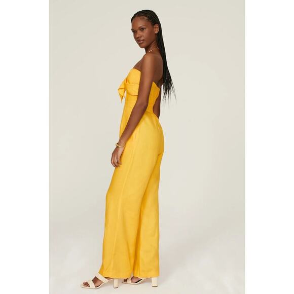 Derek Lam Yellow Strapless Sleeveless Smocked Back Jumpsuit with Front Bow – 8 - Picture 8 of 9